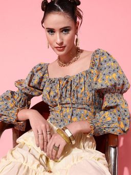 STREET 9 - Women Yellow Printed Corset Top