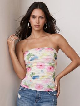 Outzidr - Women Multi Colour All Over Printed Fitted Tube Top