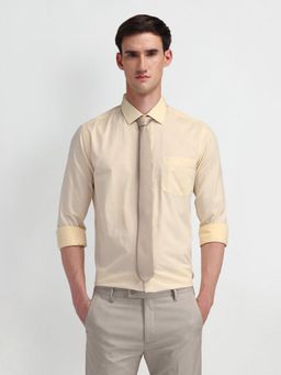 Arrow - Men's Yellow Self Design Shirt