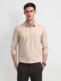 Arrow - Men's Beige Stripes Shirt