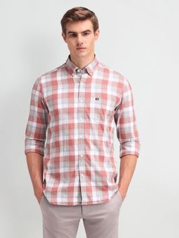 Arrow Sports - Men's Peach Checks Shirt