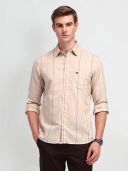 Arrow Sports - Men's Beige Stripes Shirt