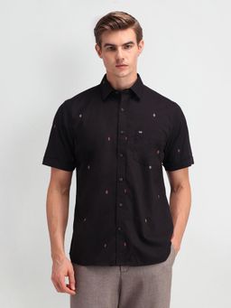 Arrow Sports - Men's Dark-Black Printed Shirt
