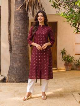 Rangita - Women Maroon Printed Kurta