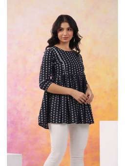 Rimika - Black Women Buti Design Peplum Tunic