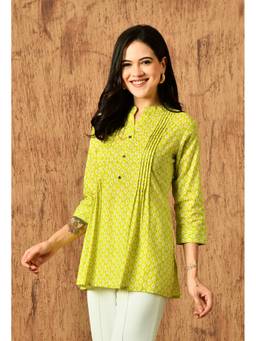Rimika - Green Women Buti Design Flared Kurti