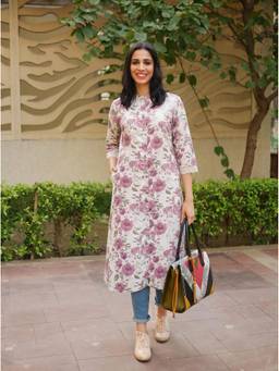 The Suitable - Off White Women A line with Princess Seam Kurta