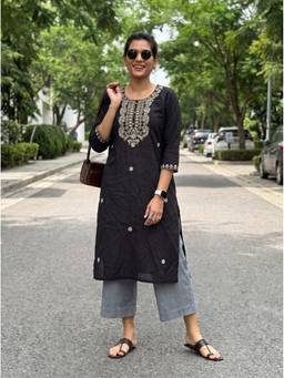 The Suitable - Black Viscose Rayon Fabric Kurta
