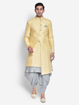 KISAH - Men Yellow Kurta Sherwani (Set of 3)