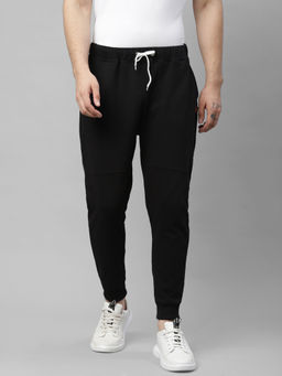 RIGO - Men Black Solid Terry Joggers