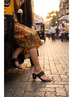 SKO - Black One Toe Dahlia Heels