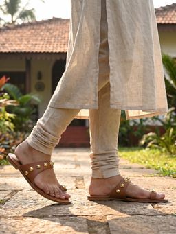 SKO - Tan Open Toe Pisax Flats