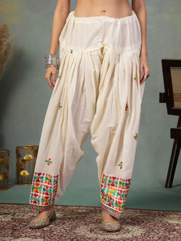 Clora Creation - Rama Green Embroidery Cotton Phulkari Salwar