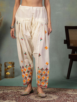 Clora Creation - Red Embroidery Cotton Phulkari Salwar