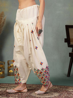 Clora Creation - Magenta Embroidery Cotton Phulkari Salwar