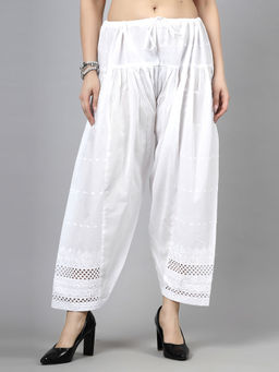 Clora Creation - Women White Chikankari Cotton Salwar