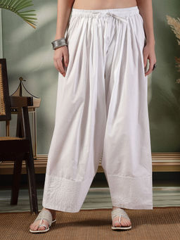 Clora Creation - White Solid Thread Work Farshi Salwar