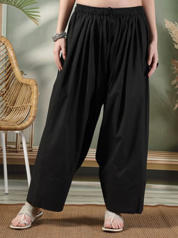 Clora Creation - Black Solid Plain Farshi Salwar