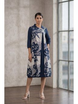 Autumnlane - Ivanka Celeste Cotton Dress- Navy Blue