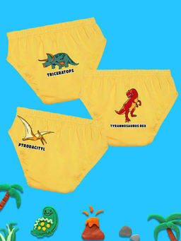 Nusyl - Boys Yellow Jurasic Saurus Printed Briefs (Pack of 3)