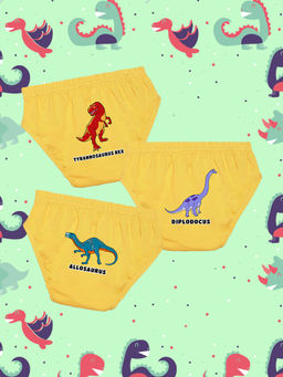 Nusyl - Boys Yellow Tyrannosaurus Printed Briefs (Pack of 3)