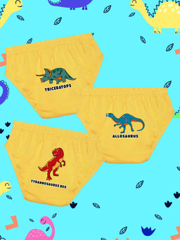 Nusyl - Boys Yellow Triceratops Printed Briefs (Pack of 3)