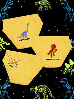 Nusyl - Boys Yellow Diplodocus Printed Briefs (Pack of 3)