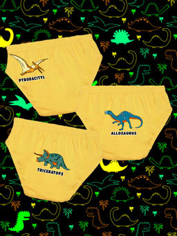 Nusyl - Boys Yellow Ptrodacityl Printed Briefs (Pack of 3)