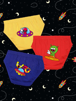 Nusyl - Boys Cute Monster Aliens Printed Briefs (Pack of 3)