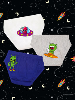 Nusyl - Boys Spacecraft & Alien Printed Briefs (Pack of 3)