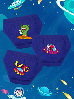 Nusyl - Boys Royal Blue Space Being Printed Briefs (Pack of 3)