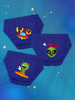 Nusyl - Boys Royal Blue Ufo Printed Briefs (Pack of 3)