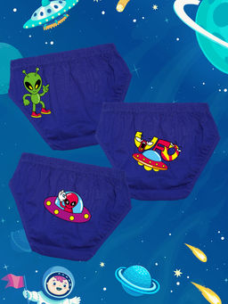 Nusyl - Boys Royal Blue Monster Aliens Printed Briefs (Pack of 3)