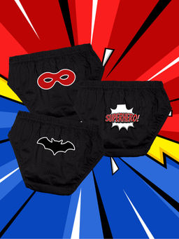 Nusyl - Boys Black Champion Mask Printed Briefs (Pack of 3)