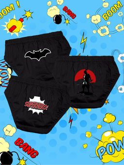 Nusyl - Boys Black Powerful Hero Printed Briefs (Pack of 3)