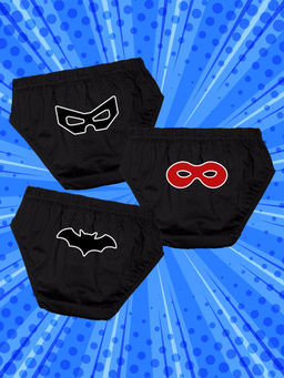 Nusyl - Boys Black Black Mask Printed Briefs (Pack of 3)