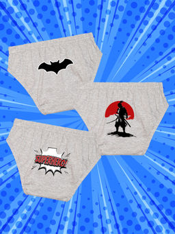 Nusyl - Boys Grey Champions Printed Briefs (Pack of 3)