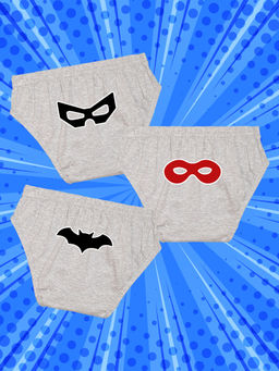 Nusyl - Boys Grey Hero Eye Mask Printed Briefs (Pack of 3)
