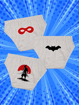 Nusyl - Boys Grey Red Mask Printed Briefs (Pack of 3)