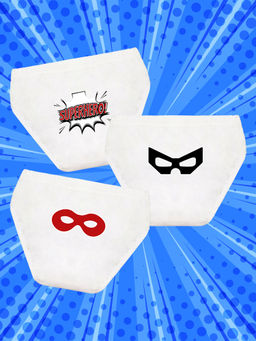 Nusyl - Boys White Superhero Printed Briefs (Pack of 3)