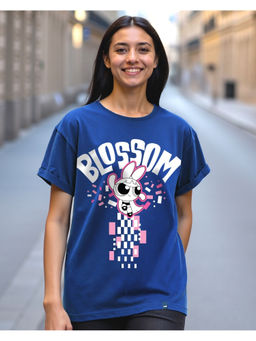 Bewakoof - Cartoon Network Women's Blue Blossom Graphic Printed Boyfriend T-shirt