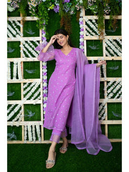 Label Shaurya Sanadhya - Lavender Organza Kurta (Set of 3)