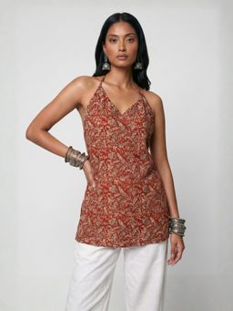 NISHORAMA - Red Dor Halterneck Kurti