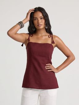 NISHORAMA - Maroon Akira Tie Up Shoulder Kurti