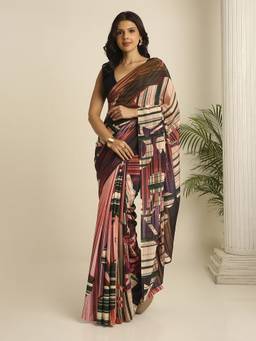 Navyasa By Liva - Multi-Color Liva Crepe Printed Saree