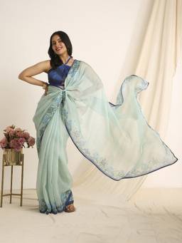 Navyasa By Liva - Green Liva Kota Zari Printed Saree