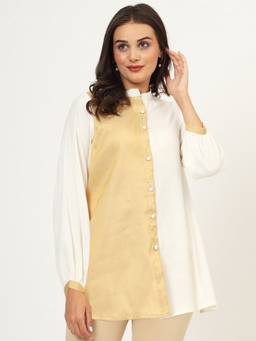 Studio Rasa - Slub and Tissue Panelled Shirt Tunic