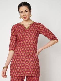 Studio Rasa - Cotton Printed Embellished Kurti