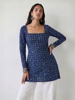 NISHORAMA - Blue Jodha Sleeved Corset Kurti