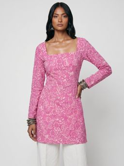 NISHORAMA - Pink Jasmin Pink Full Sleeve Kurti